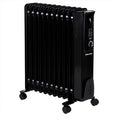 EMtronics EMOFR11BLK 2500W/2.5KW 11 Fin Portable Electric Oil Filled Heater Radiator with Adjustable Thermostat and 3 Heat Settings for 25 sqm Room - Black