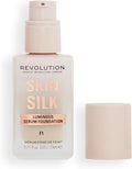 Makeup Revolution, Skin Silk Serum Foundation, Light to Medium Coverage, Contains Hyaluronic Acid, F1, 23ml