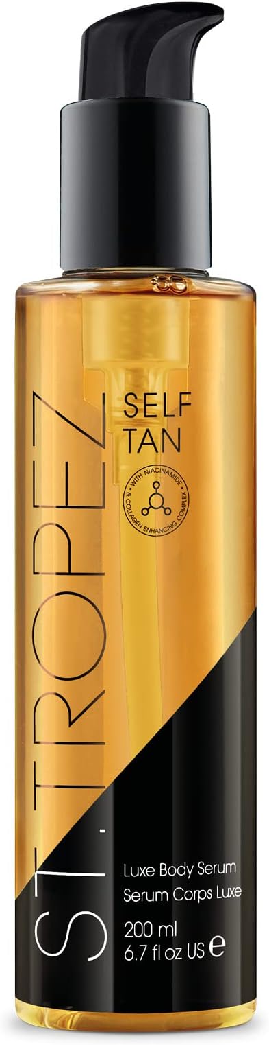 St.Tropez Tan Luxe Body Serum, 5-in-1 Collagen Enhancing Self Tan, Niacinamide, Hyaluronic Acid, Vitamin C & E, Vegan, Natural & Cruelty Free, 200 ml