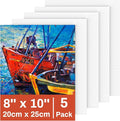 Canvas for Painting 20 X 25cm, 5 Packs Cotton Acid-Free Blank Canvas Board for Acrylic Paint, Oil Paint & Wet Water Art Media, Hobby Painters and Beginners