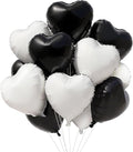 15Pcs 18 Inch Black White Heart Balloons Valentine’s Day Heart Shape Foil Mylar Balloons Decoration for Romantic Valentine's Day Wedding Bridal Shower Anniversary Engagement Party Supplies