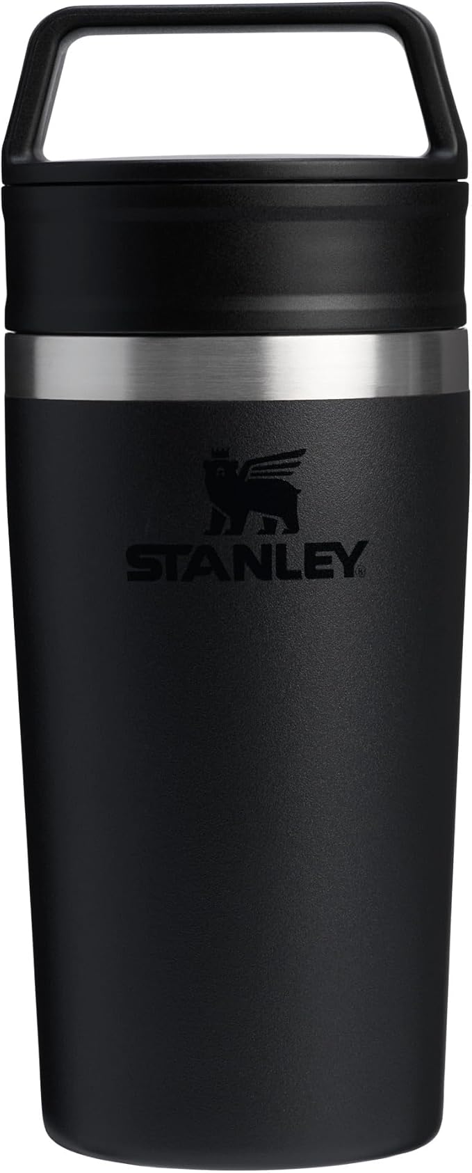 STANLEY 1913 Cafe to-Go Travel Mug 0.35L - Keeps 4 Hours Hot - 5 Hours Cold - Stainless Steel Thermal Mug - Dishwasher Safe - Easy-Carry Handle - Insulated Coffee Cup - Black
