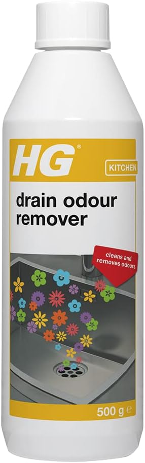 HG Drain Odour Remover - Cleans & De-Odourises Kitchen & Bathroom Sinks, Drains, Toilets & Shower Trays - 0.5kg