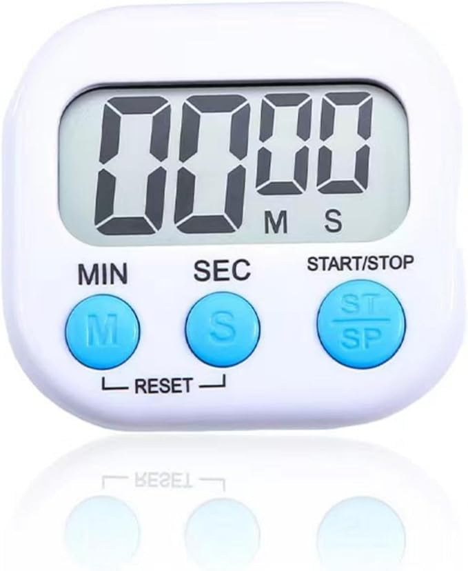 Digital Kitchen Timer – Magnetic Countdown Timer with Loud Alarm, Large Display & Stand – Digital Kitchen Timers for Cooking, Baking, Kids or Classroom (White)
