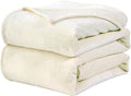 WAVVE Fleece Blanket Sofa Throw White Cream 4ft x 5ft - Fluffy Soft Warm Versatile Blanket for Sofa/Couch/Bed Throw/Single Size, 130x150 cm