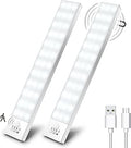 OUILA 36 LED Under Cabinet Lights, 5000K Motion Sensor Cupboard Light Wireless USB Rechargeable 1000mAh Night Light with Magnetic Strip for Stairs, Wardrobe, Hallway, Kitchen, Garage-2 Packs