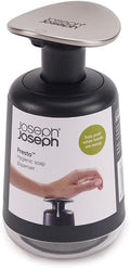 Joseph Joseph Presto Hygienic Bathroom Soap pump dispenser, refillable – Grey/ Stainless Steel, 24