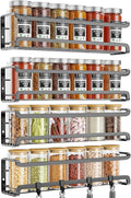 Spice Rack Wall Mounted 4 Pack, Space-Saving Spice Organiser for Spice Jars And Seasonings, Adhesive Hanging Spice Racks Organizers For Inside Cupboard, Kitchen Door Storage Shelf