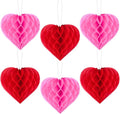 6 Pcs Pink and Red Hanging Heart Valentines Day Decorations, 5 Inch 3D Love Heart Paper Decorations, Photo Props for Valentine Wedding Anniversary Mother's Galentines Party