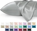 Bedsure Satin Pillowcase for Hair - Similar to Silk Pillowcase, Cooling Pillow Cases 2 Pack with Envelope Closure, Gifts for Women, Queen & Standard Size 50x75 cm, Grey