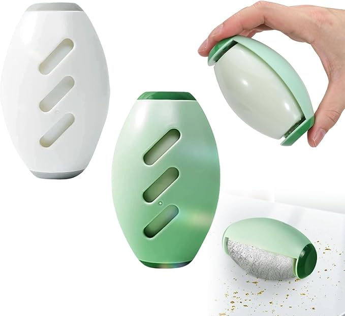 2 Pcs Reusable Lint Roller, Washable Pet Hair Remover, Silicone Sticky Roller Portable Lint Roller Sticky Gel Lint Rollers Ball Animal Fur Removal Tool for Clothes, Travel, Home (Green and White)
