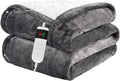 Heated Throw Electric Blanket, 10 Heating Settings, 1-8h Timer overheat Protection, Machine Washable, Flannel & Sherpa Full Body Warming, Electric Throw Blanket for Sofa