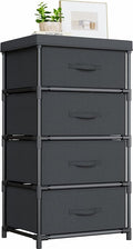 Fabric Chest of Drawers Bedroom, 4 Drawers Storage Unit with Sturdy Steel Frame, Dresser Drawers for Bedroom, Living Room, Hallway, Office and Closet - Black