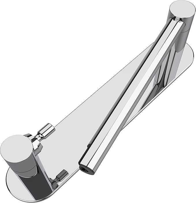 Toilet Roll Holder Self Adhesive, Double Post Pivoting Stick On Toilet Paper Holder, Chrome Stainless Steel No Drilling Paper Holder for Bathroom
