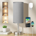Aooshine Touch Bedside Lamps, 3-Way Dimmable Table Lamps with Grey Shade, Silver Base(Bulb Included)[Energy Class F]