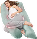 Nuliie Pregnancy Pillow for Sleeping, U Shaped Full Body Pillow Pregnancy Pillows, Maternity Pillow Support for Back, Hips, Legs for Pregnant Women, With Washable Velvet Cover (Green)