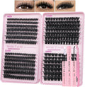 Cluster Lashes Kit 80D-200D Thick Individual Cluster Lashes Book with Eyelash Glue & Seal D Curl Eyelashes Natural Lash Clusters Fluffy DIY Lash Extensions for Beginners(80D+120D+150D+200DKIT)