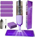 Spray Mop for Floor Cleaning Wet & Dry Microfiber Mop with 550ML Refillable Bottle, 4 Washable Pads, 4 Microfibre Cloth and 1 Scraper Perfect for Home, Kitchen, Hardwood, Tile Floors PS08