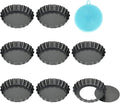 8 Pack Tart Tins with Loose Base, Non Stick Flan Tin Mini 4 inch / 10 cm X8 Fluted Round Pie Dish for Baking Quiche Pie Tartlet, Carbon Steel (10cm×8)