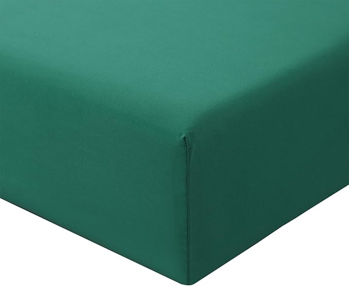 RUIKASI King Fitted Sheet Deep - Dark Green Bottom Sheet for Kingsize Bed with 40cm 16 Inches Extra Deep Sided Pocket, Soft Microfiber Bedsheet Ultra Deep Fit with Mattress