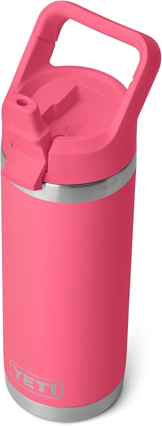 YETI Rambler C Straw Bottle, Stainless Steel Vacuum Insulated Bottle with Leakproof Straw Cap, Tropical Pink, 18 oz (532 ml)
