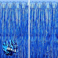 2pcs 3.2ft x 6.5ft Dark Blue Foil Curtain Decoration, Blue British Party Backdrops Props 70Years Queen's Platinum Jubilee 2022 Party Decoration Royal Theme Party Union French USA Events Decor
