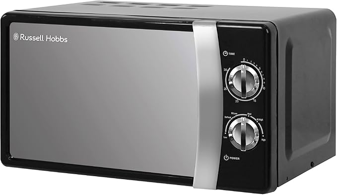 Russell Hobbs RHMM701B 17 Litre 700 W Black Solo Manual Microwave With 5 Power Levels, Ringer & Timer, Defrost Setting, Easy Clean