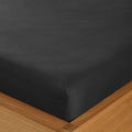 Double Fitted Sheet - 135 x 190cm with 30cm Deep Pocket, Soft Brushed Microfibre, Wrinkle-Free, Easy Care, Fade & Shrink Resistant by MAGNA COLLECTION (Black, Double)