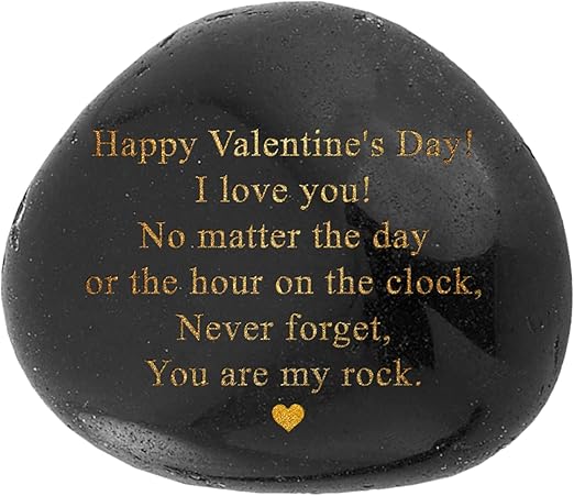 Happy Valentines Day Gift - Black Polished You are My Rock Engraved Pebble - Decorative Stones - Emotional Valentines Gifts for Him, Valentines Gifts for Her - Gifts for Couples