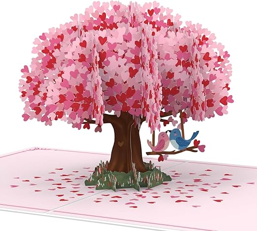 papercrush® Pop Up Card Love Tree with Lovebirds - 3D Valentines Day Card for Women (Wife, Girlfriend and Partner), Cute Birthday Billet to say I love You, Wedding Anniversary Giftcard for her