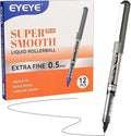 EYEYE Needle Rollerball Pens Extra Fine Point 12 Pack, 0.5mm Black Pen Quick Dry, Liquid Ink Pens Fine Point Smooth Writing Pen for Colouring, Journaling, Note Taking, Office, School Supplies