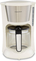 Morphy Richards Equip Filter Coffee Machine, Pour Over Technology, 10 Cup Capacity, Fast Brew, Anti Drip, Easy Clean Reusable Filter, Keep Warm, Aroma Blender, Cream and Stainless Steel,162504