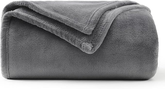 WAVVE Fleece Blanket Sofa Throw Grey 4ft x 5ft - Fluffy Soft Warm Versatile Blanket for Sofa/Couch/Bed Throw/Single Size Gray,130x150 cm