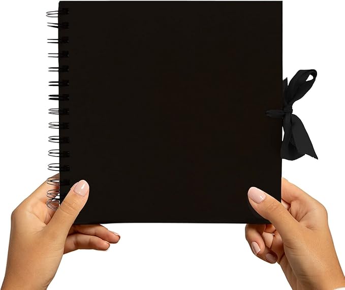 Styloo Small Scrapbook - DIY Scrapbooking Instax Mini Photo Album with 50 Black Papers - Perfect Photo Book for Wedding, Anniversary, Birthday, Travel, Friends, Baby and Gift (Small, Black)