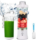 600ml Portable Blender USB Rechargeable, TOPESCT Waterproof Personal Blender for Shakes and Smoothies, 270W Strong Cutting Power with 6pcs 3D Blades for Travel, Office & Sports(White)
