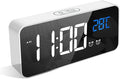 LATEC Digital Alarm Clock with Big LED Temperature Display Bedside Clock with 13 Alarm Sounds USB Charging Port 4 Levels Adjustable Brightness Dimmer Snooze Portable Mirror Alarm with Dual Alarm White