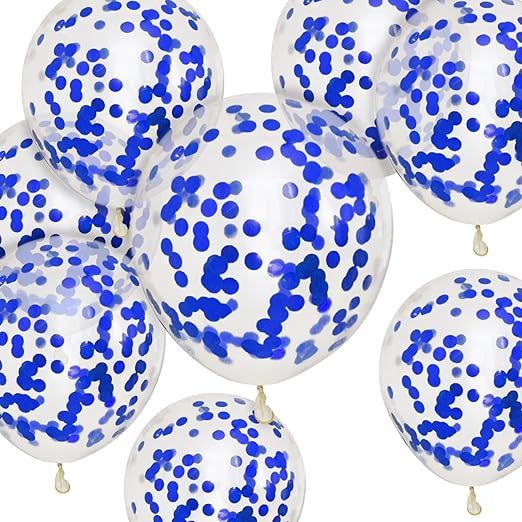 Blue Confetti Balloons 50 PCS 12 inch Party Balloons pack Strong Thicken Balloons For Happy Birthday, Kids Party, Weddings, Baby Shower Events Decorations Accessories (Blue Confetti Balloons)