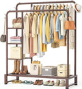 HOMIDEC Clothes Rail,Double Rail Clothes Rack with 4 Storage Shelves,Heavy Duty Metal Clothing Rail Supports to 80kg,Multifunctional Clothes Storage for Bedroom,Office,Shop(Brown).