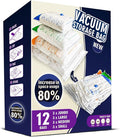 Storage Master Space Saver Bags for Travel and Home Reusable Vacuum Storage Bags Save 80% More Storage Space Work with Vacuum Cleaner (12 Pack, No Pump Included)