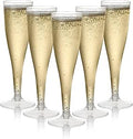 MATANA 24 Premium Clear Plastic Champagne Flutes, 133ml - Reusable Toasting Glasses, Cocktail Prosecco Glasses for Weddings, Birthdays, Christmas, BBQ & Garden Parties