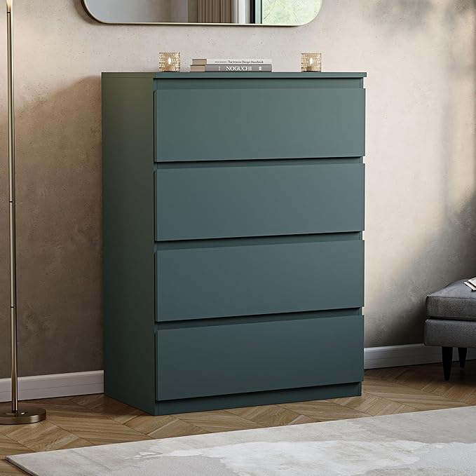 Vida Designs Denver 4 Drawer Chest of Drawers Green – Modern Wooden Storage Unit