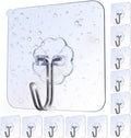 AOMEES Adhesive Hooks Heavy Duty Wall Hooks 8kg (Max) Self Adhesive Hook 12pcs