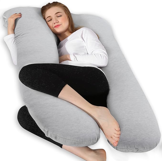 Chilling Home Pregnancy Pillow Cooling, 55 inches Maternity Pillow for Pregnant Women, Comfortable U Shaped Full Body Pillow Pregnancy Pillows for Sleeping, with Washable Cover (Jersey)