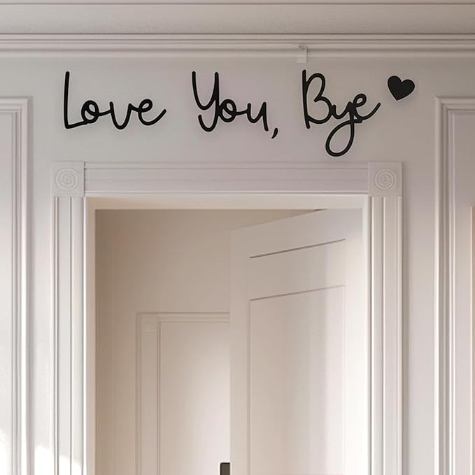 Twinsun Love You Bye Above Door Sign, Modern Black Letter Sign Wall Art, 15cm x 14cm, Wall Decoration for Hallway and Stairs, Valentines Decorations