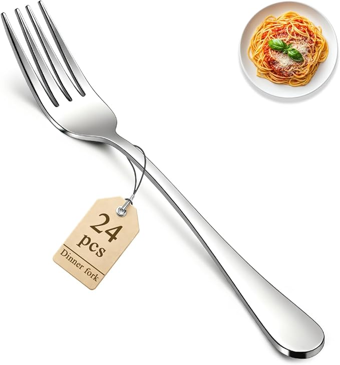 Berglander Dinner Forks Set of 24, Stainless Steel 18.5cm Table Forks for Home Kitchen, Hotel, Restaurant, Dishwasher Safe