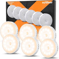 Motion Sensor Lights Indoor,Warm 6 Pack Wireless USB Rechargeable Cupboard Lights,Stick on Wall Night Light,Battery Operated for stair wardrobe Corridors Closet under cabinet kitchen Puck lights.[Energy Class A]