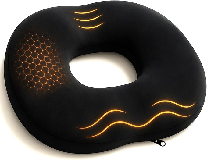 Coccyx Cushion for Tailbone Pain Relief, Memory Foam Donut Cushion for Hemorrhoids, Sciatica & Back Pain, Orthopedic Donut Pillow for Office, Car, Wheelchair Use