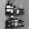 AceMining Shower Caddy, 2 Pack Black Bathroom Shelves, Adhesive Shelf Storage No Drilling, Carbon Steel Shower Organiser, Rust-Resistant Caddy Corner, Soap Holder, Bathroom Accessory