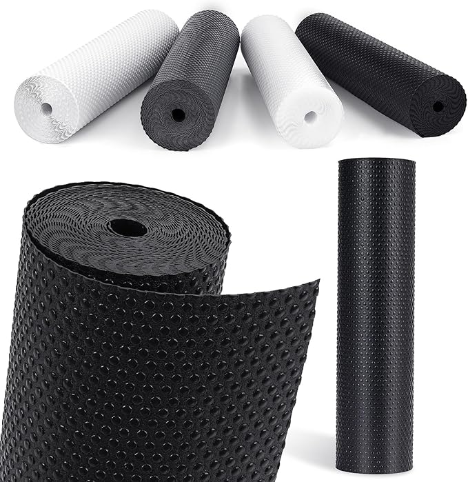 Drawer Liners, Waterproof Shelf Liner, Anti-Slip Non-Adhesive BPA Free Kitchen Cupboard Cabinet Liner Refridge Fridge Mats Sink Protector Strong Durable for Home (Black/11.8in x 20Ft)