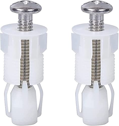 2pcs Toilet Seat Fittings and Fixtures Toilet Lid Screws Stainless Steel Top Fixing Hinges Screws Expanding Nylon Nuts White Fixing Bolt for Toilet Covers Blind Hole Fitting WC Replacement Kit
